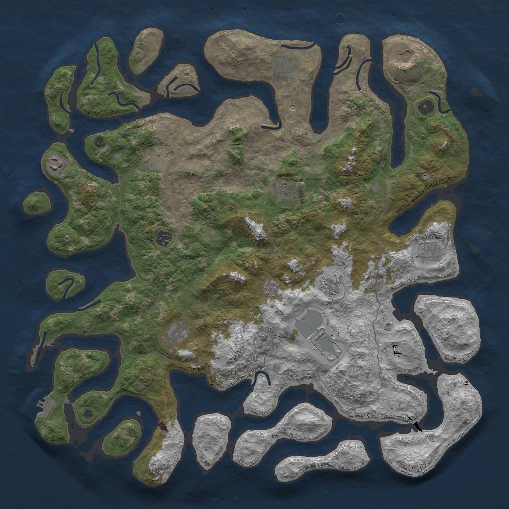 Rust Map: Procedural Map, Size: 5000, Seed: 1266, 15 Monuments