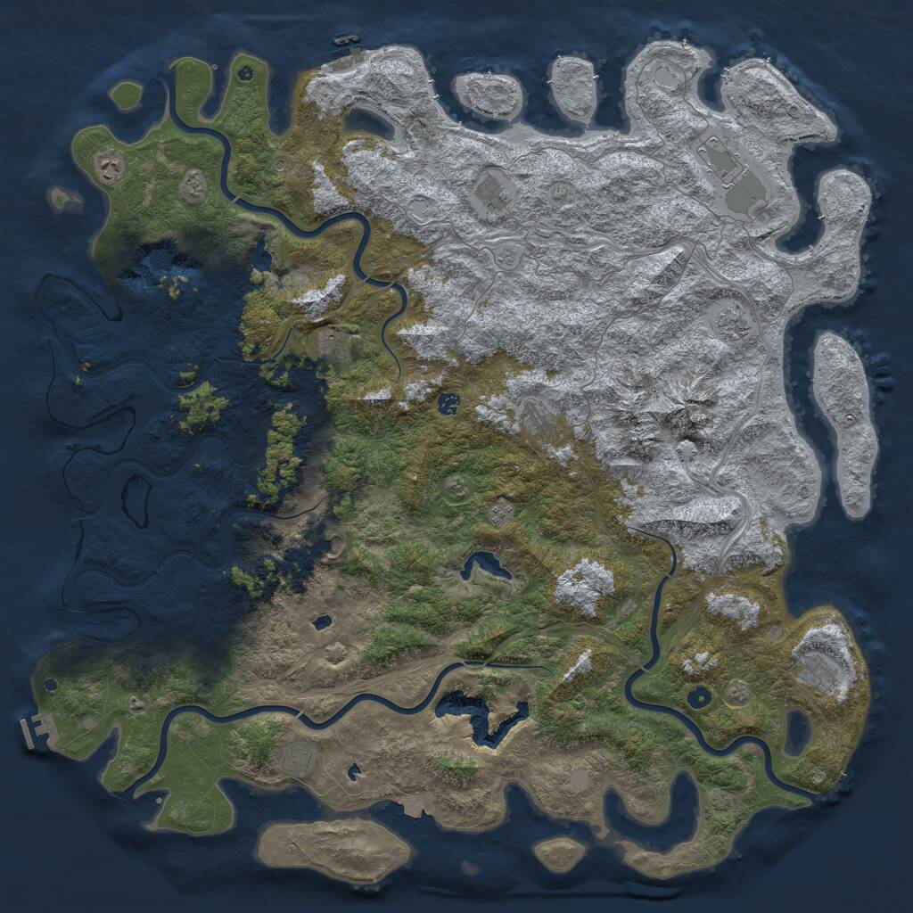 Rust Map: Procedural Map, Size: 6000, Seed: 9580590, 17 Monuments