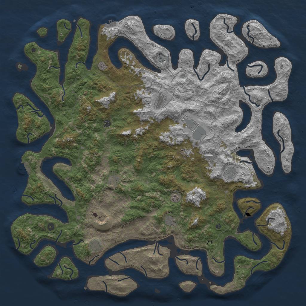 Rust Map: Procedural Map, Size: 6000, Seed: 9580590, 16 Monuments