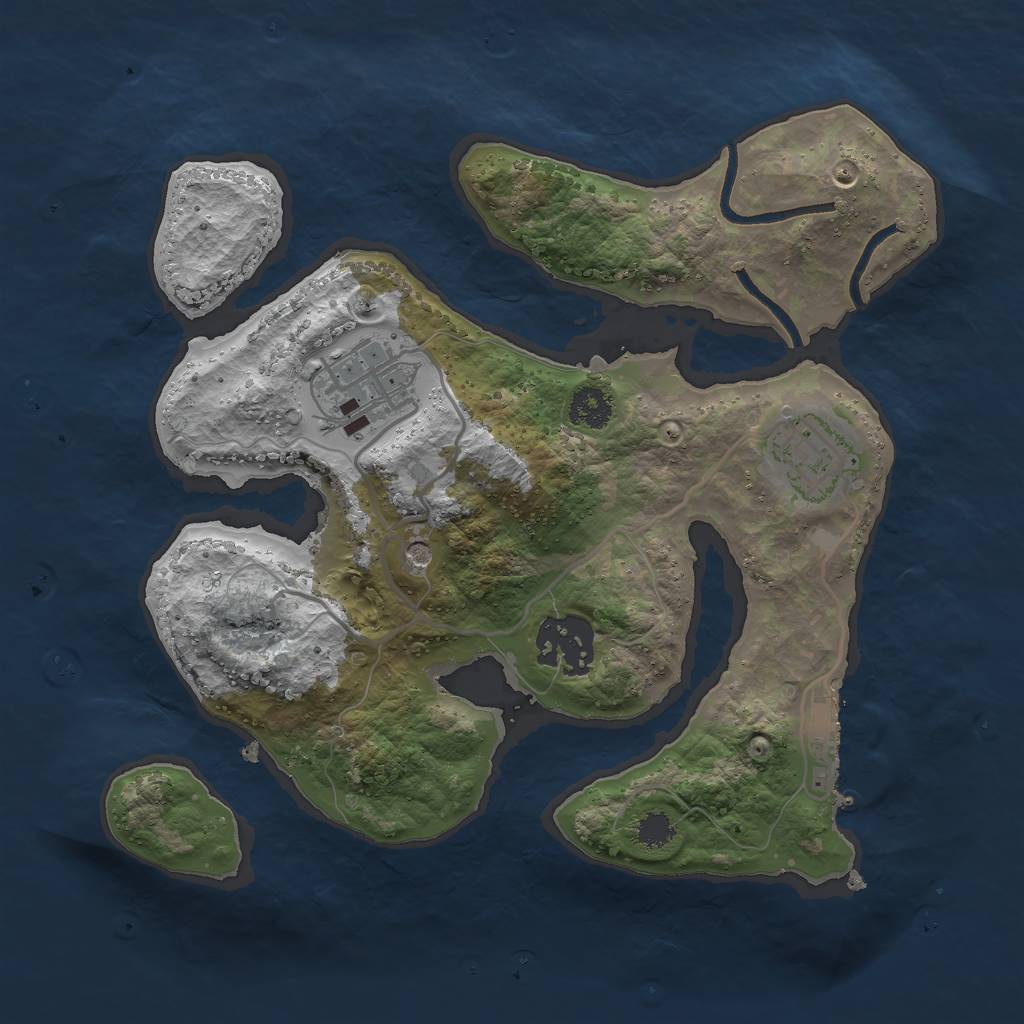 Rust Map: Procedural Map, Size: 2500, Seed: 546027804, 7 Monuments