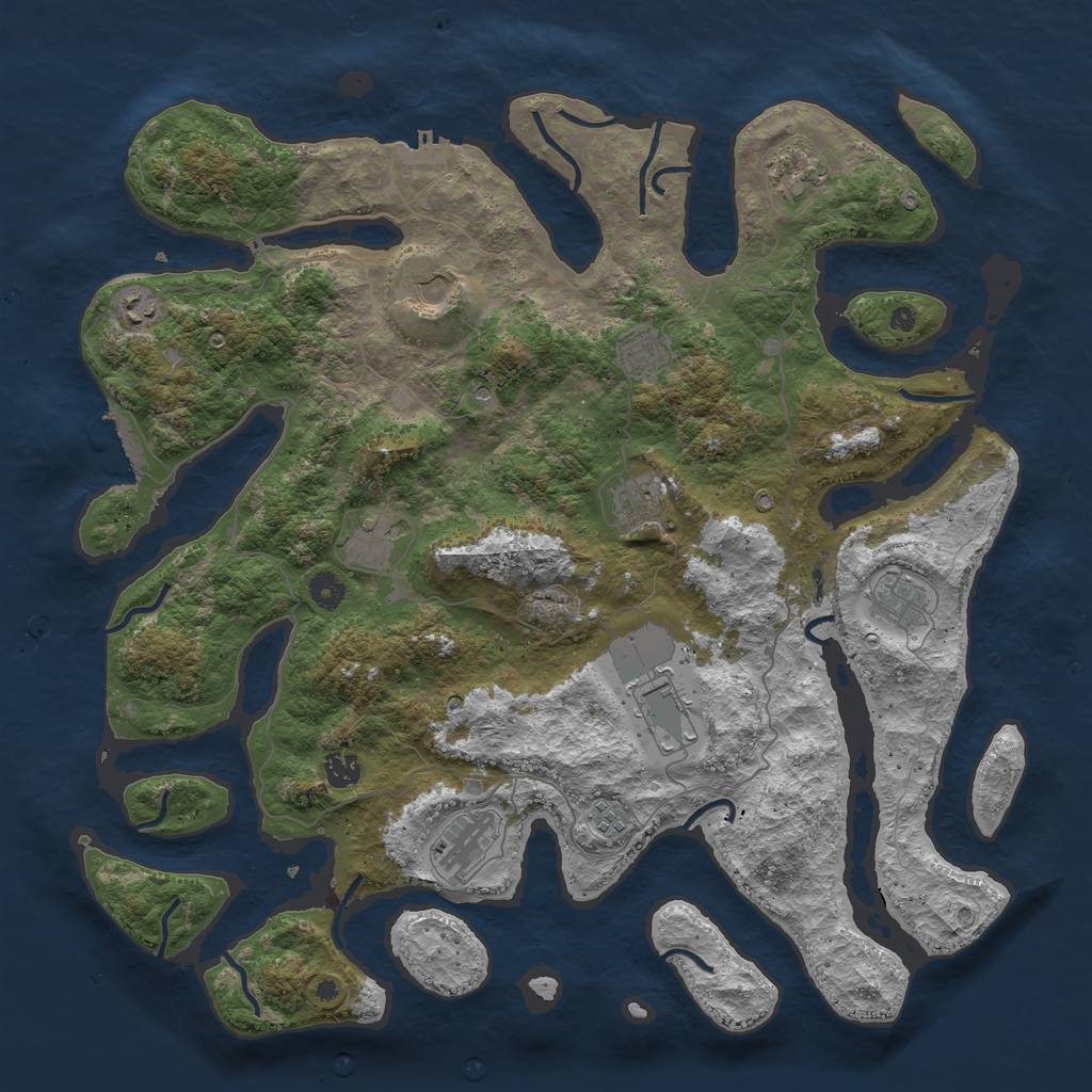 Rust Map: Procedural Map, Size: 4500, Seed: 2030004157, 16 Monuments