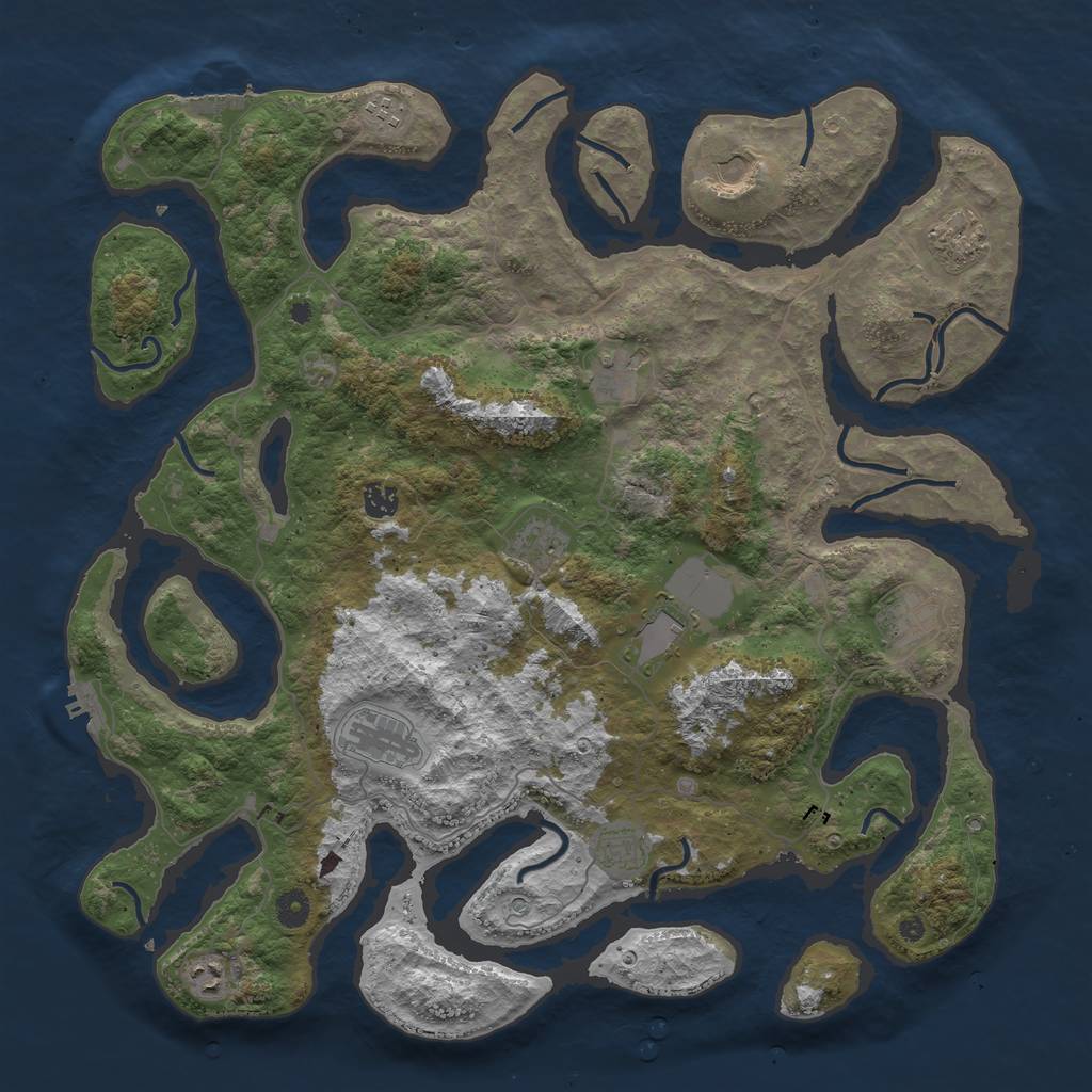 Rust Map: Procedural Map, Size: 4500, Seed: 654356, 16 Monuments