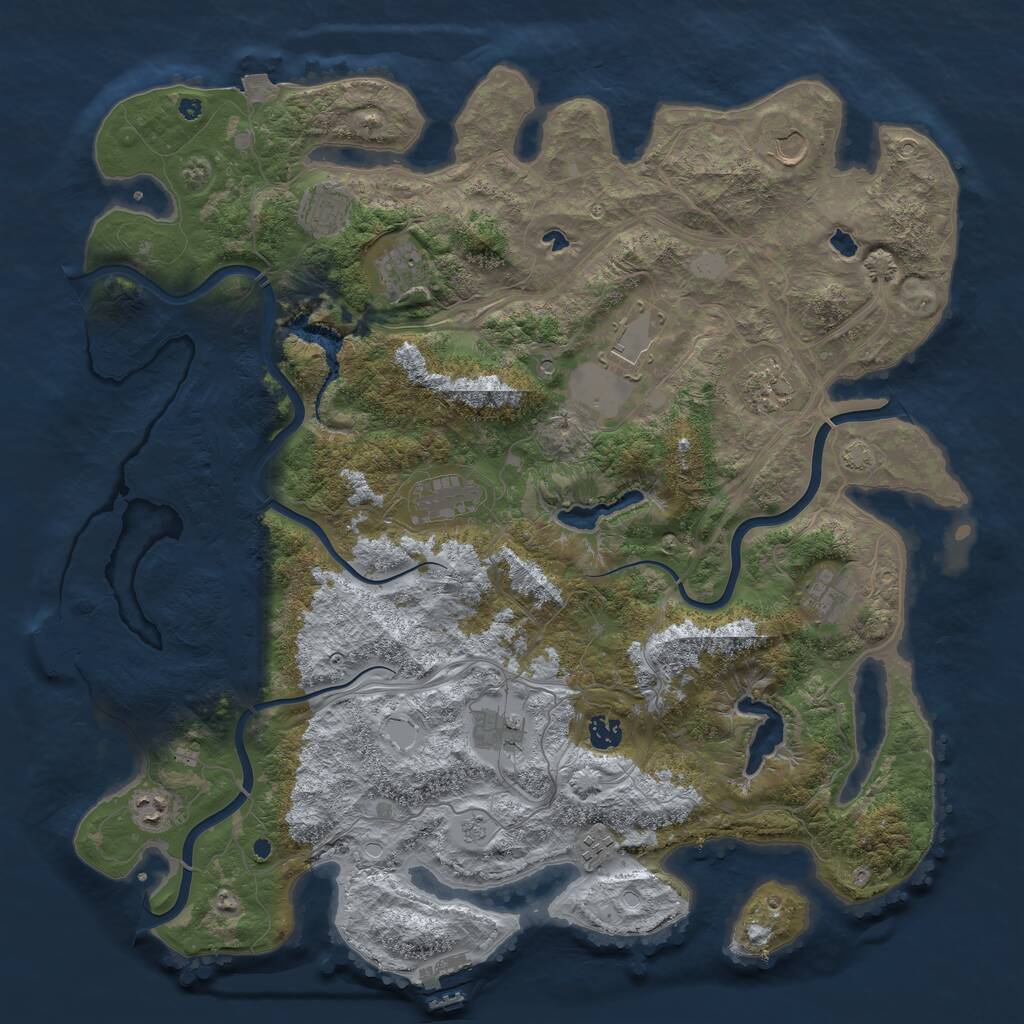 Rust Map: Procedural Map, Size: 4500, Seed: 654356, 17 Monuments