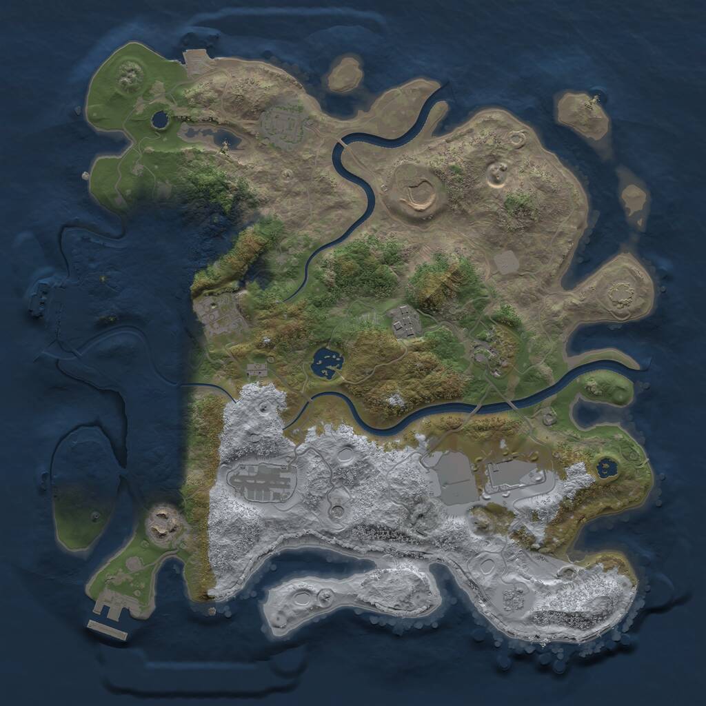 Rust Map: Procedural Map, Size: 3500, Seed: 1082350788, 15 Monuments
