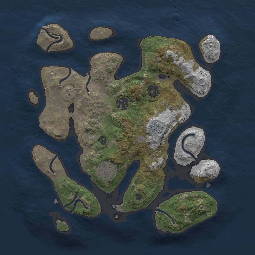 Rust Map: Procedural Map, Size: 3000, Seed: 51327, 6 Monuments