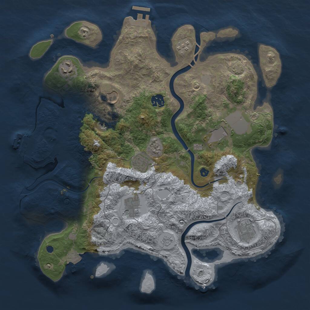 Rust Map: Procedural Map, Size: 3500, Seed: 1719996724, 14 Monuments