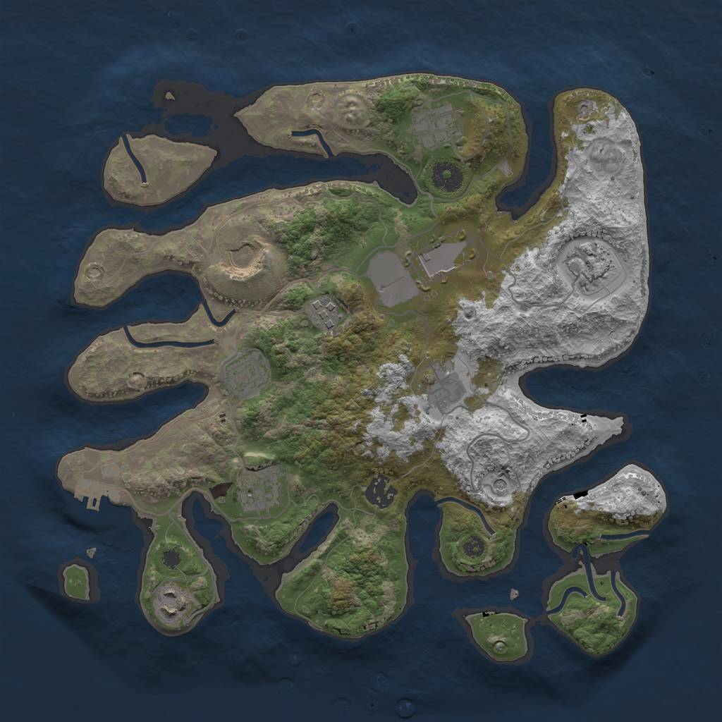 Rust Map: Procedural Map, Size: 3500, Seed: 59438759, 14 Monuments