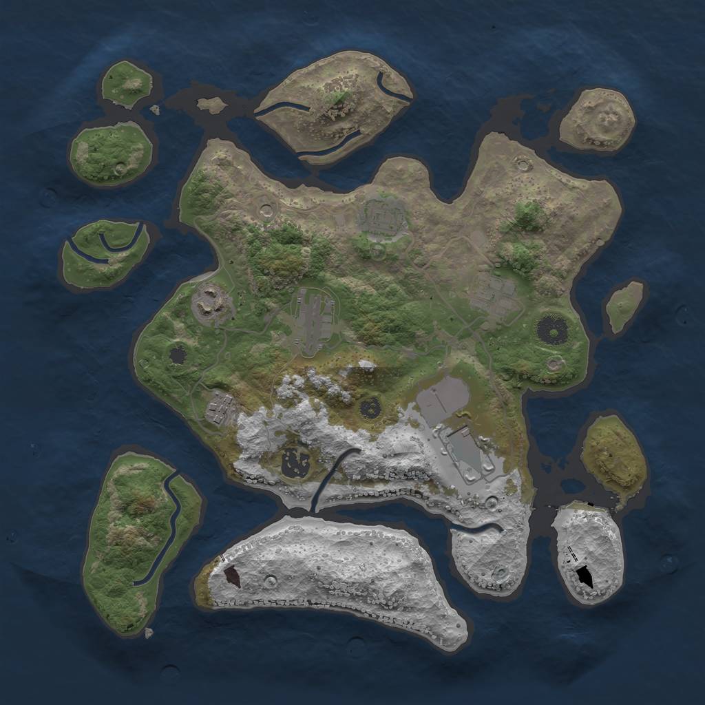 Rust Map: Procedural Map, Size: 3500, Seed: 828548241, 10 Monuments