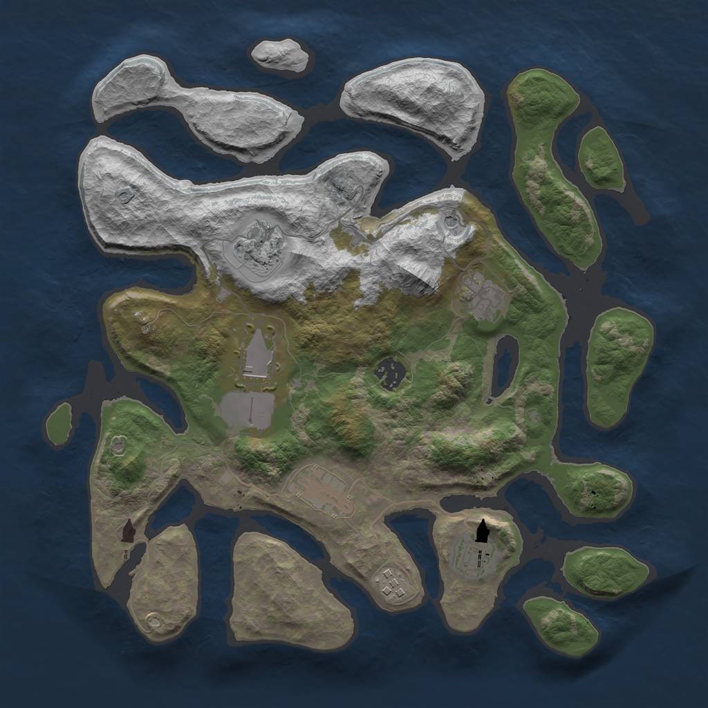 Rust Map: Barren, Size: 3500, Seed: 873654, 10 Monuments