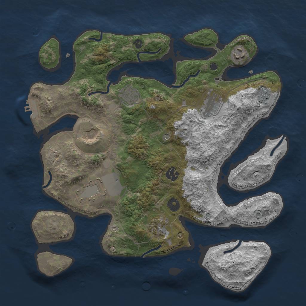 Rust Map: Procedural Map, Size: 3500, Seed: 2039758016, 12 Monuments