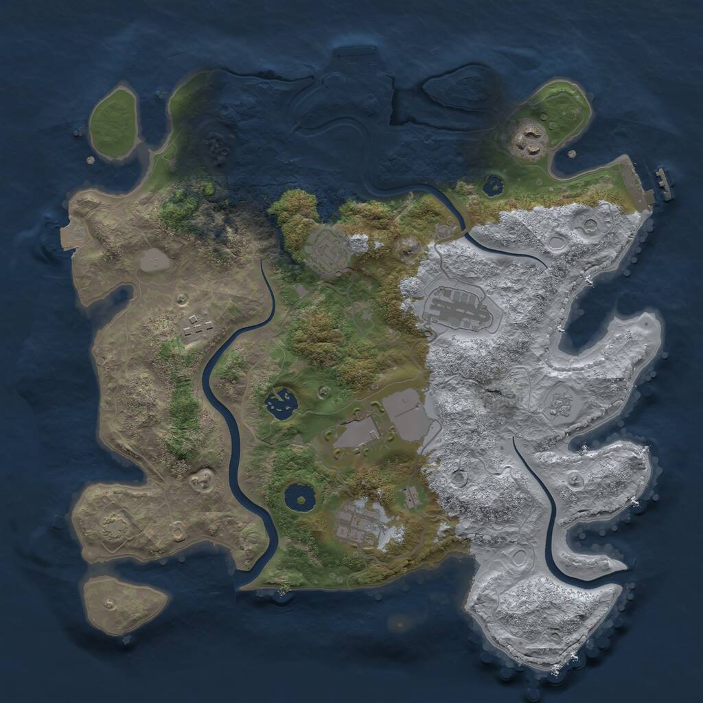 Rust Map: Procedural Map, Size: 3500, Seed: 2039758016, 13 Monuments