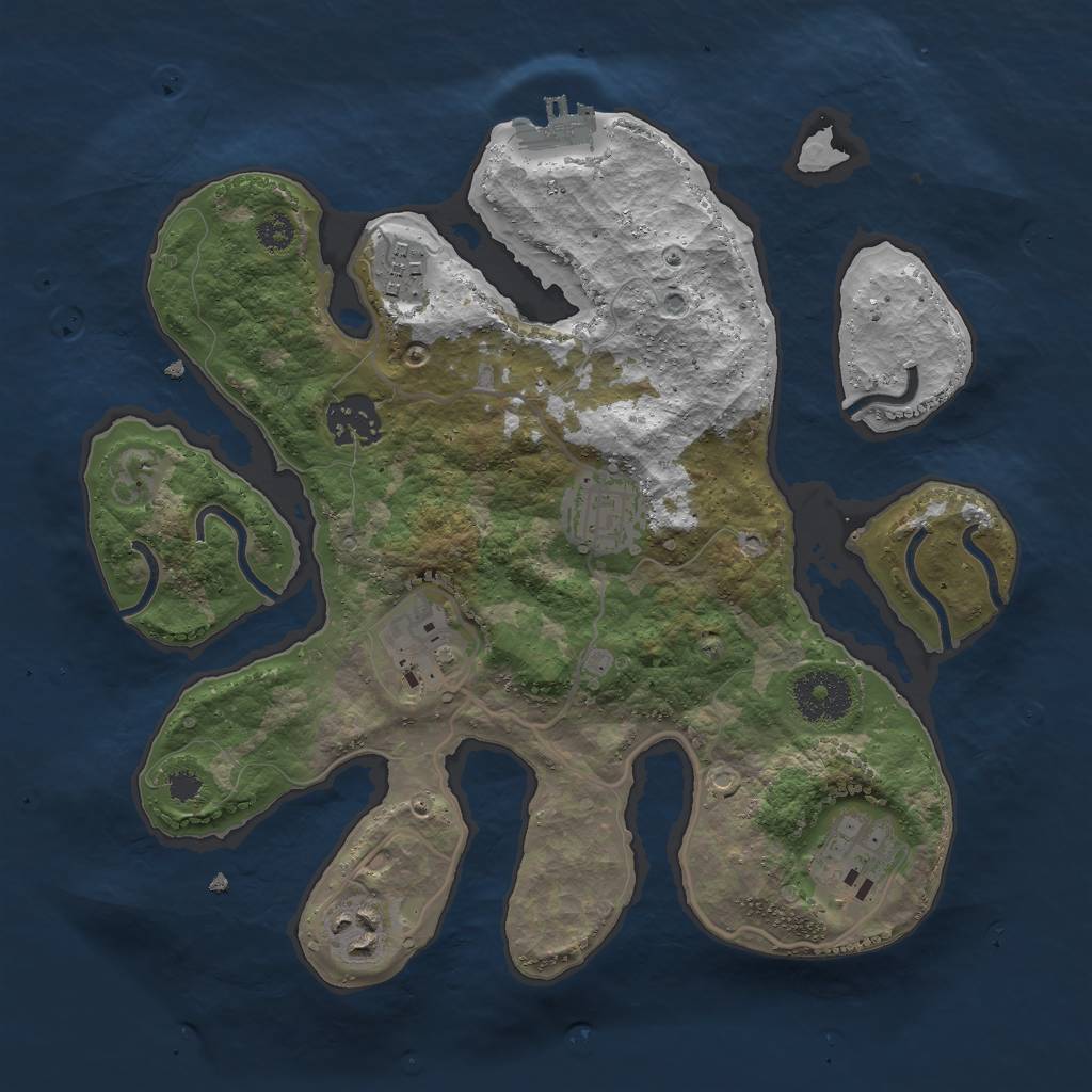 Rust Map: Procedural Map, Size: 3000, Seed: 1686816132, 9 Monuments