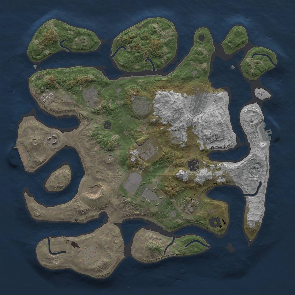 Rust Map: Procedural Map, Size: 3750, Seed: 198208782, 16 Monuments