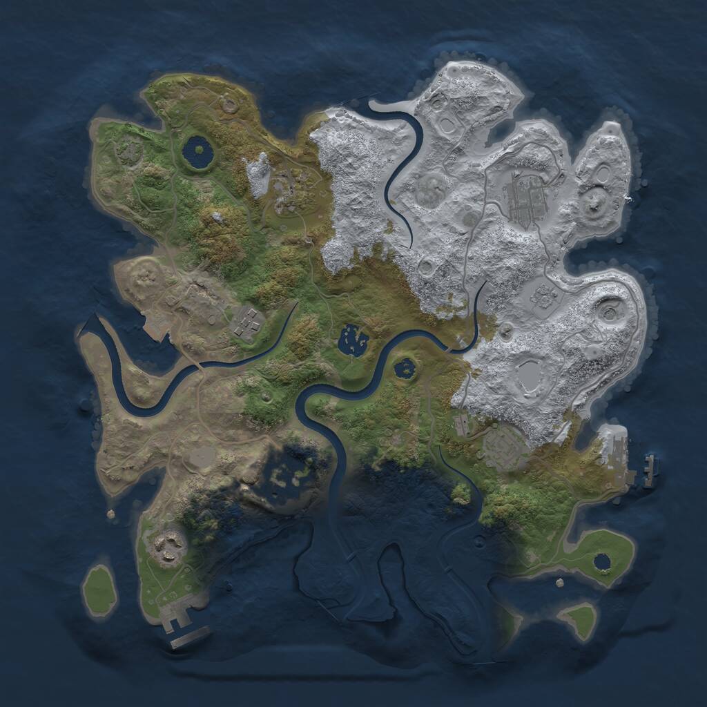 Rust Map: Procedural Map, Size: 3455, Seed: 1211, 13 Monuments