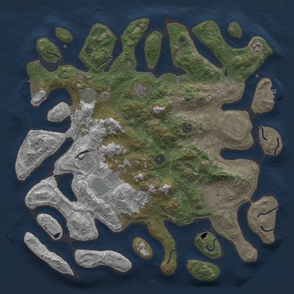Rust Map: Procedural Map, Size: 4500, Seed: 20507, 15 Monuments