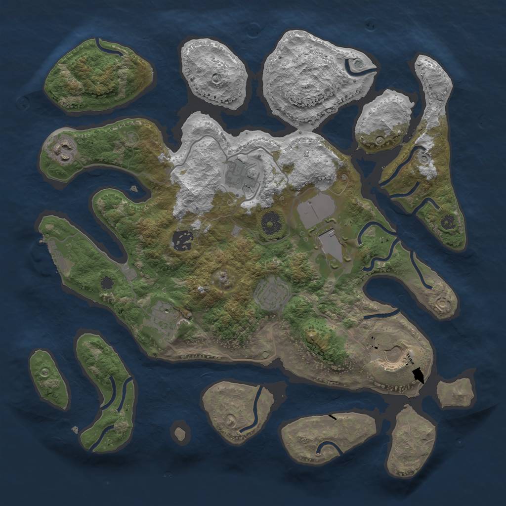 Rust Map: Procedural Map, Size: 3500, Seed: 549876422, 10 Monuments