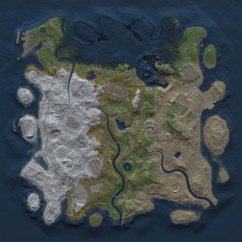 Rust Map: Procedural Map, Size: 4096, Seed: 100507, 16 Monuments