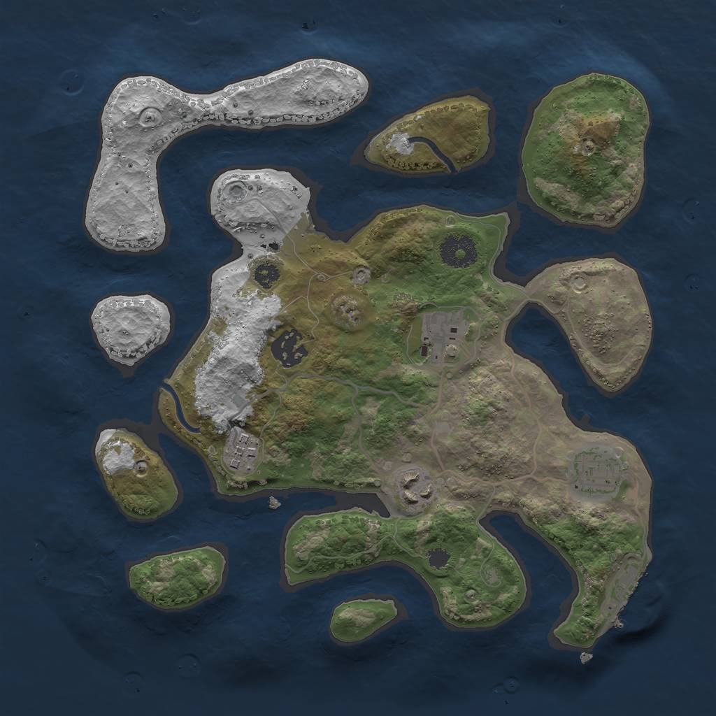 Rust Map: Procedural Map, Size: 3000, Seed: 5678, 8 Monuments