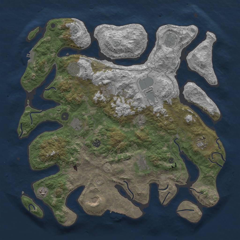 Rust Map: Procedural Map, Size: 4500, Seed: 110507, 16 Monuments