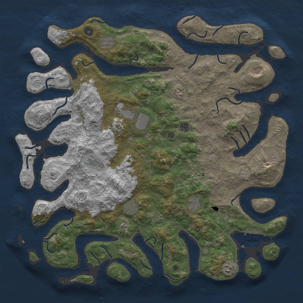 Rust Map: Procedural Map, Size: 5000, Seed: 694123, 15 Monuments