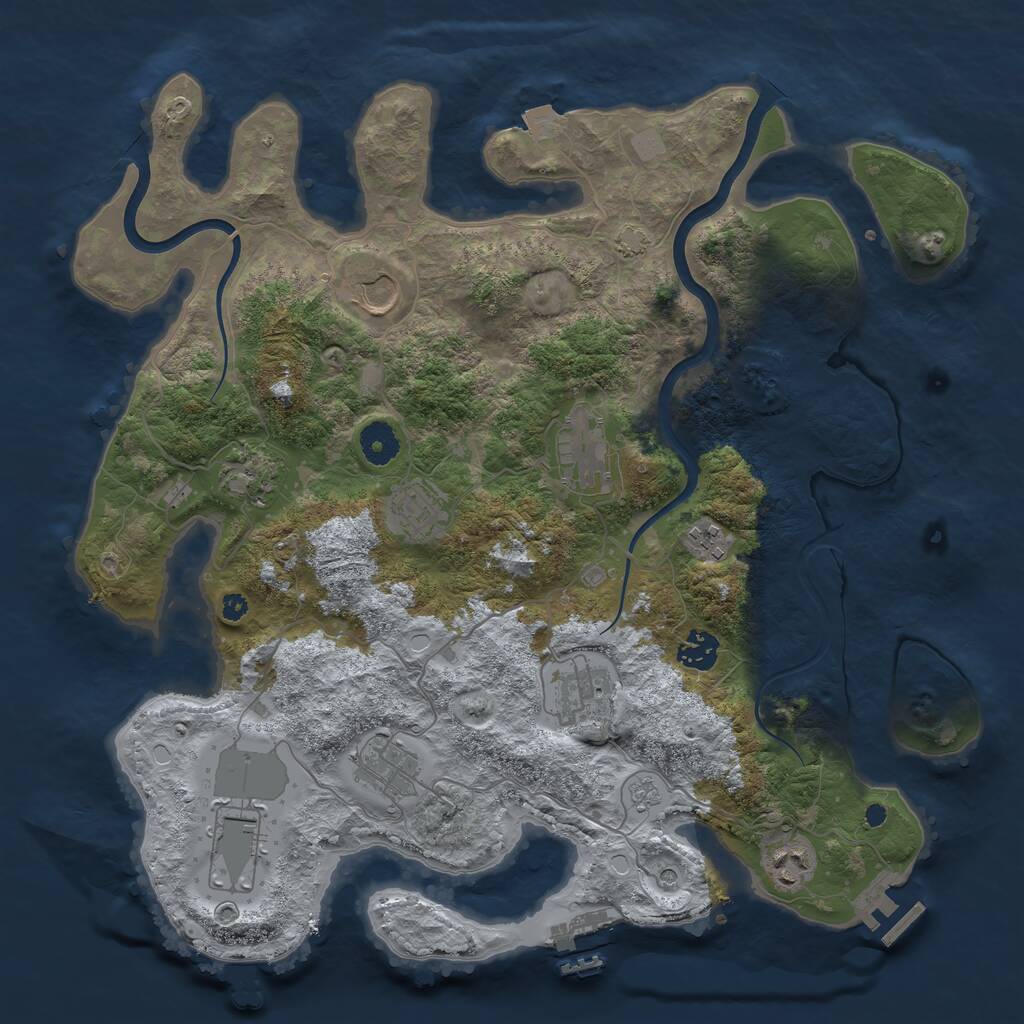 Rust Map: Procedural Map, Size: 3800, Seed: 90507, 16 Monuments