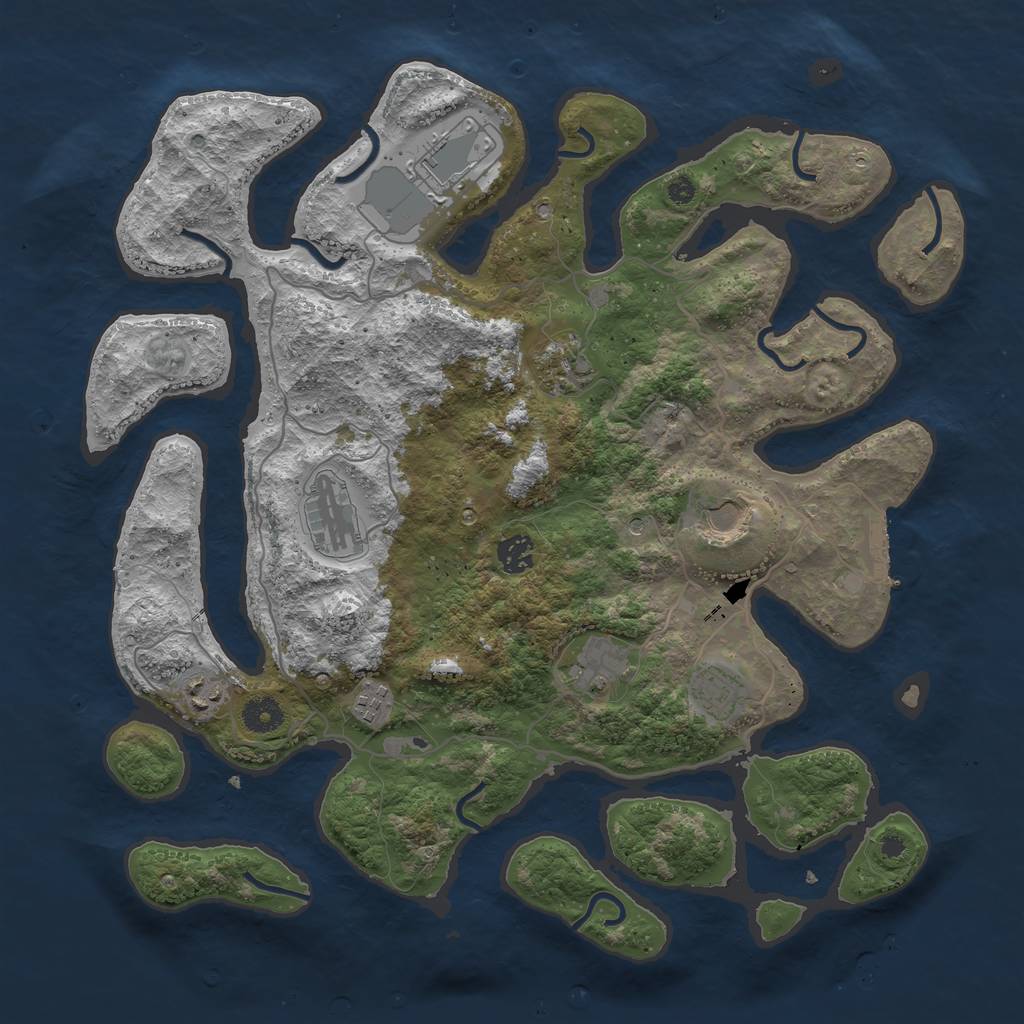 Rust Map: Procedural Map, Size: 4000, Seed: 1134549985, 13 Monuments