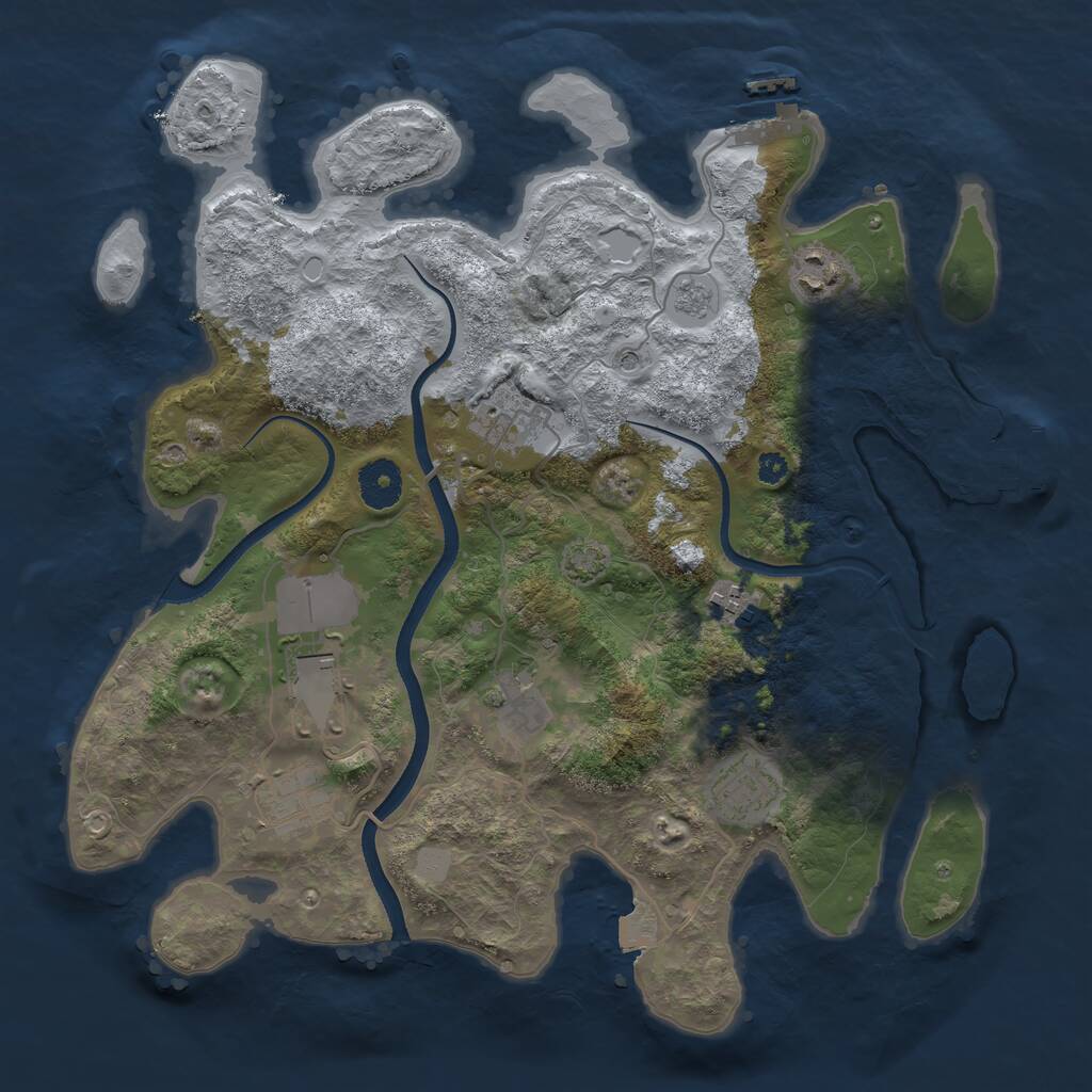 Rust Map: Procedural Map, Size: 3500, Seed: 423613440, 13 Monuments