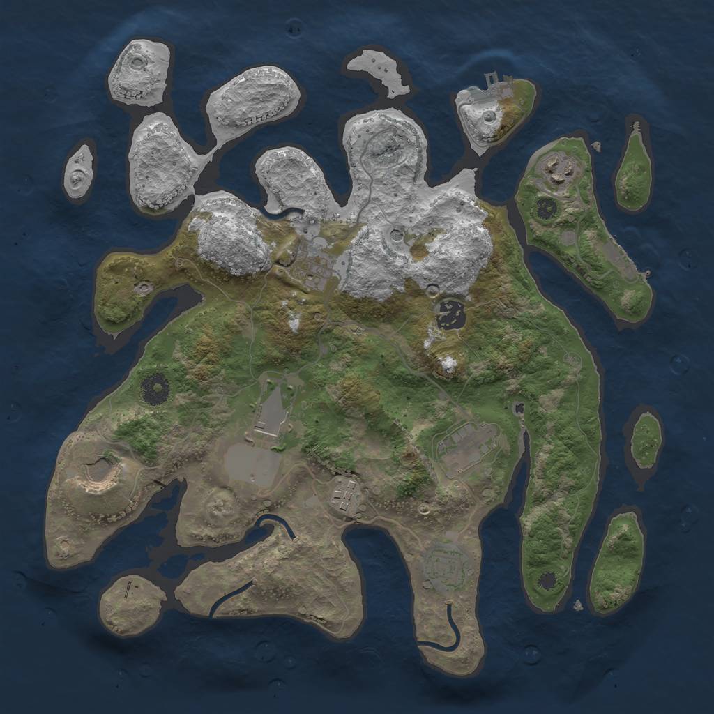 Rust Map: Procedural Map, Size: 3500, Seed: 423613440, 13 Monuments