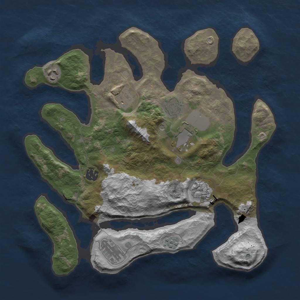 Rust Map: Barren, Size: 3500, Seed: 1920129536, 11 Monuments