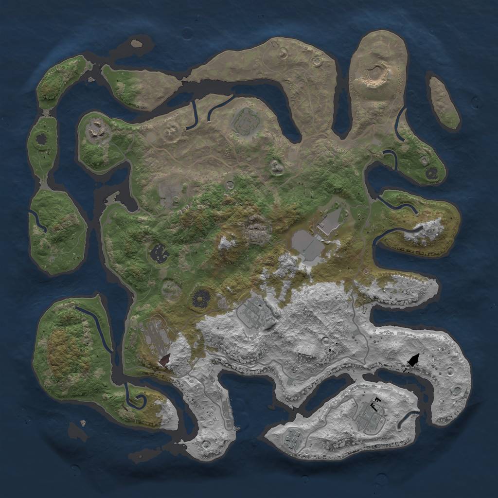 Rust Map: Procedural Map, Size: 4050, Seed: 1952123822, 14 Monuments