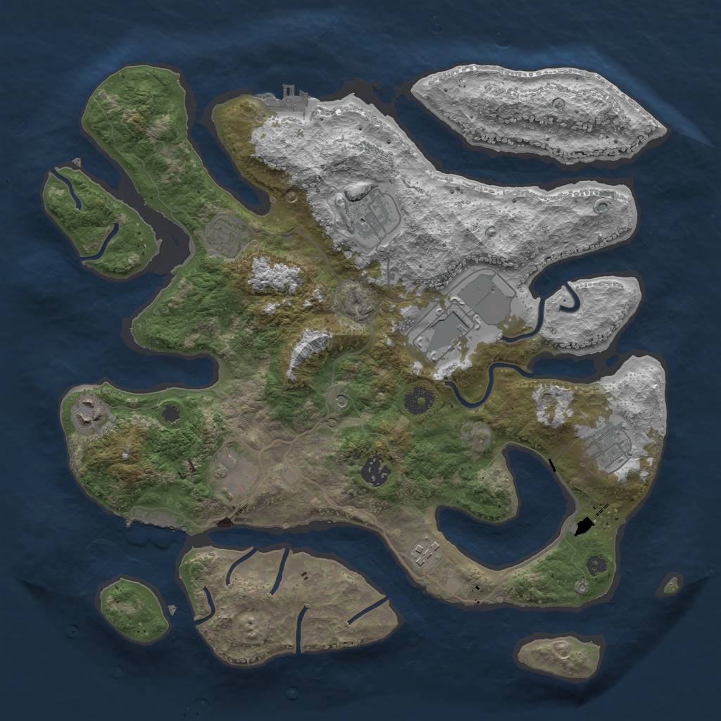 Rust Map: Procedural Map, Size: 3750, Seed: 7678422, 13 Monuments