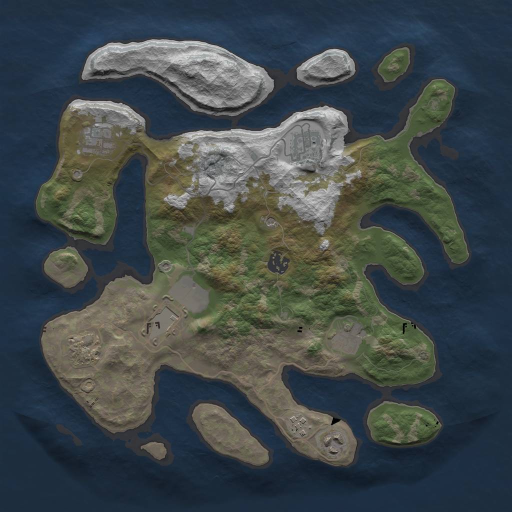 Rust Map: Barren, Size: 3500, Seed: 134011024, 11 Monuments