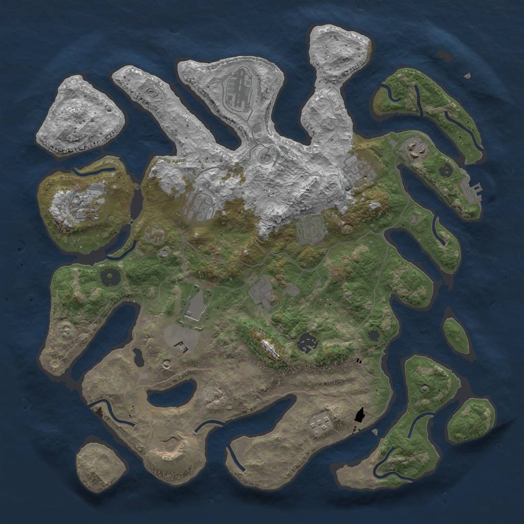 Rust Map: Procedural Map, Size: 4050, Seed: 1640249647, 15 Monuments