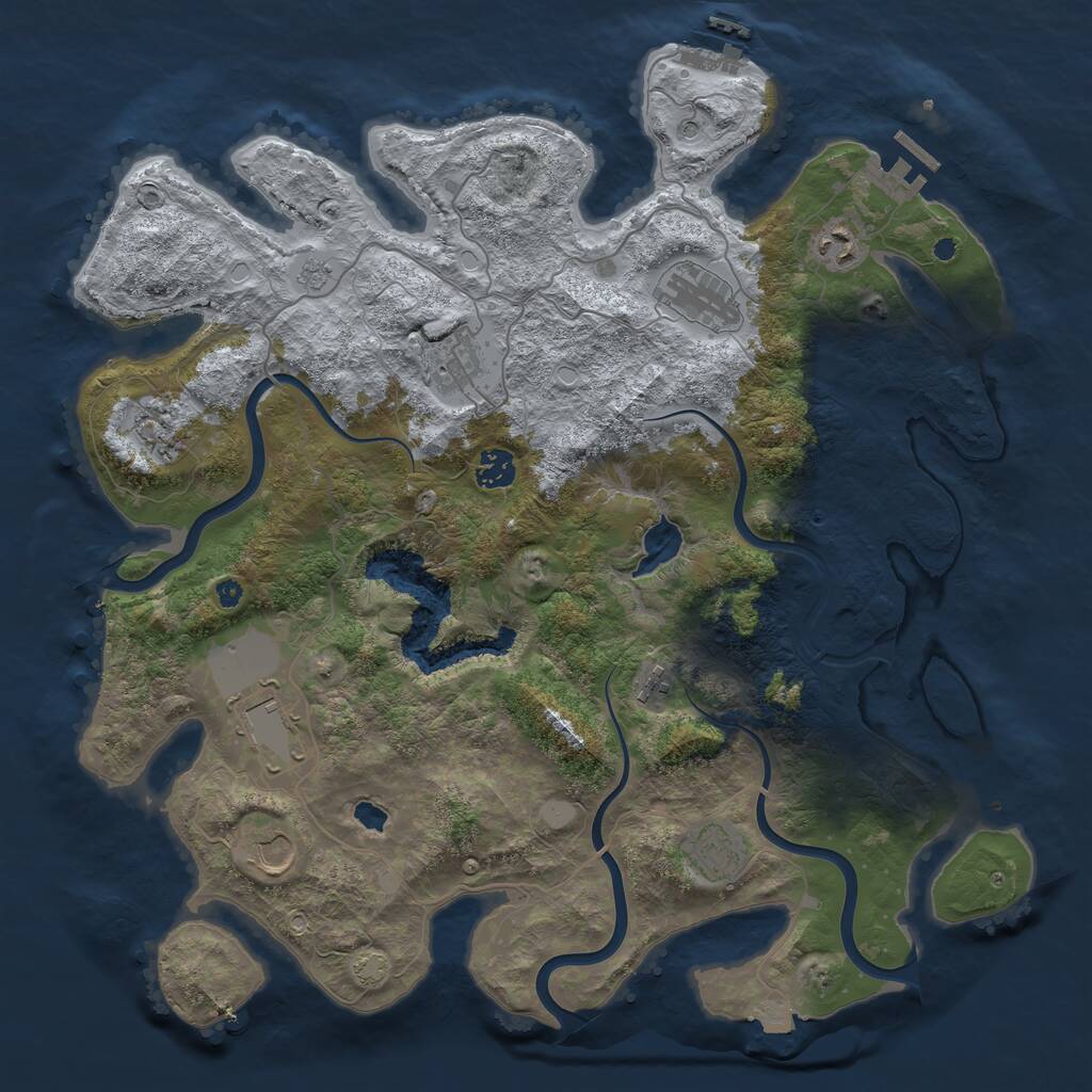 Rust Map: Procedural Map, Size: 4050, Seed: 1640249647, 15 Monuments