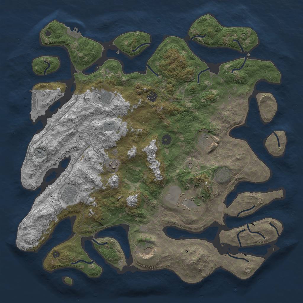 Rust Map: Procedural Map, Size: 4500, Seed: 1625164557, 14 Monuments