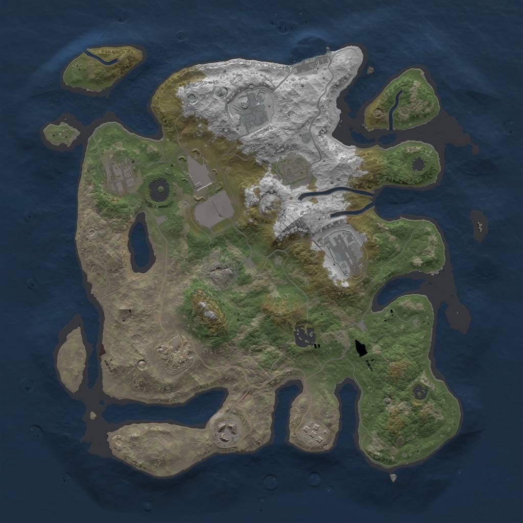 Rust Map: Procedural Map, Size: 3500, Seed: 1414599032, 12 Monuments