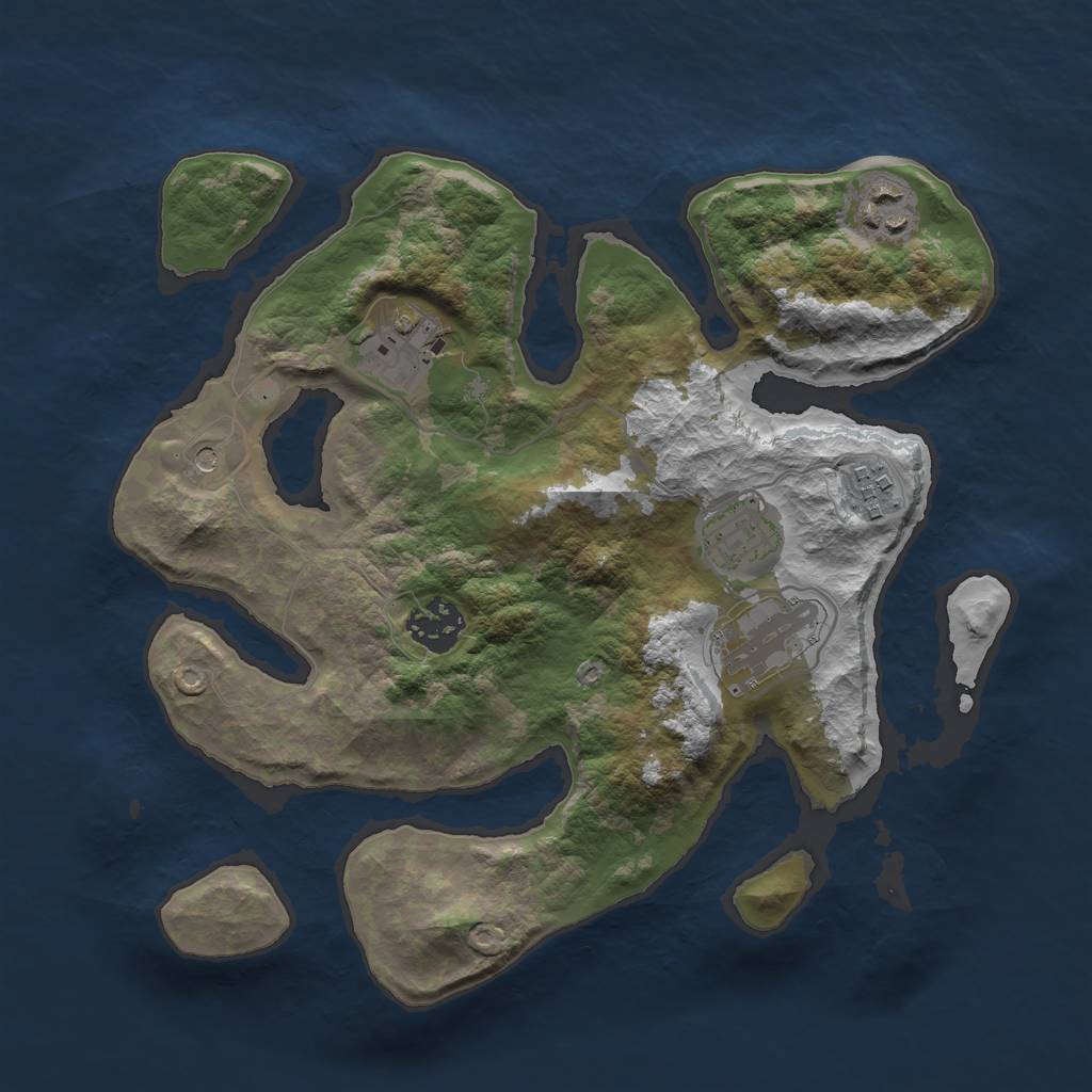 Rust Map: Barren, Size: 3000, Seed: 651232, 9 Monuments