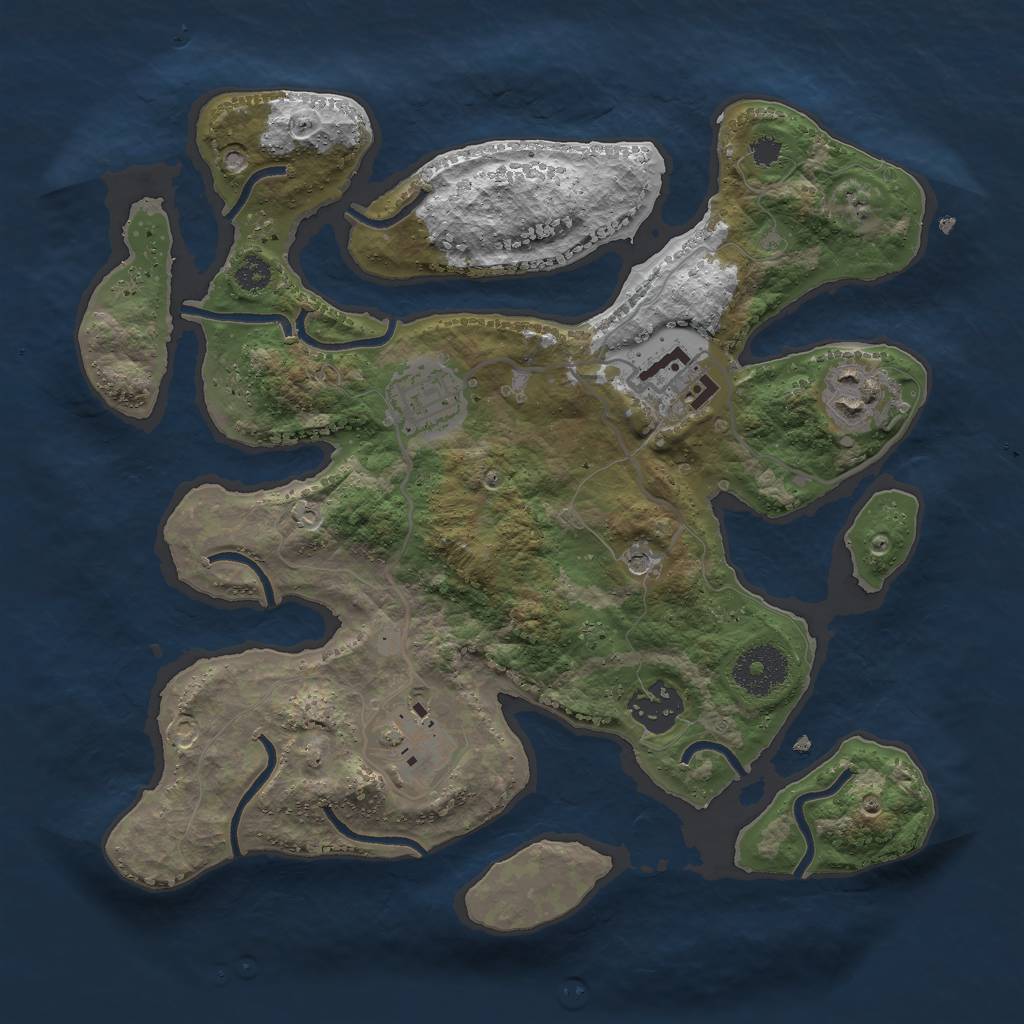 Rust Map: Procedural Map, Size: 3000, Seed: 754156, 8 Monuments