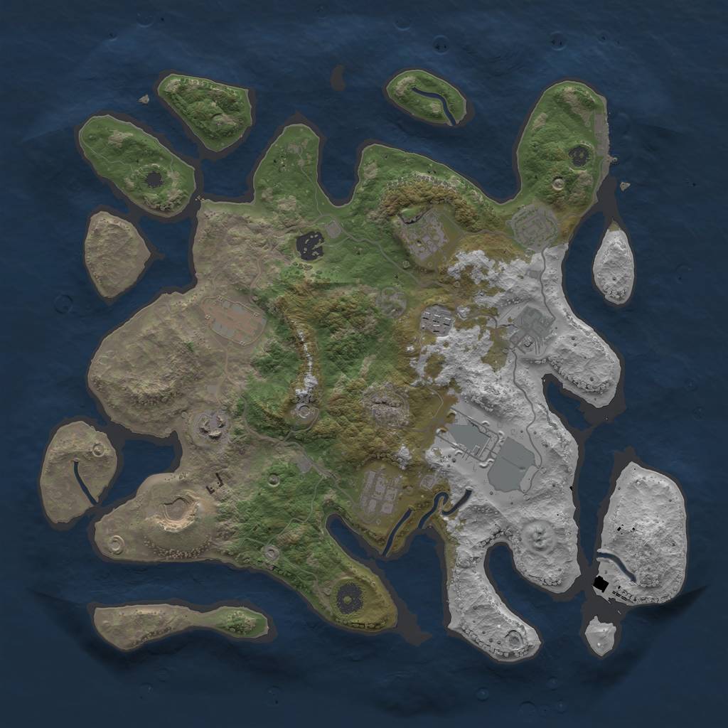 Rust Map: Procedural Map, Size: 3800, Seed: 36767, 14 Monuments