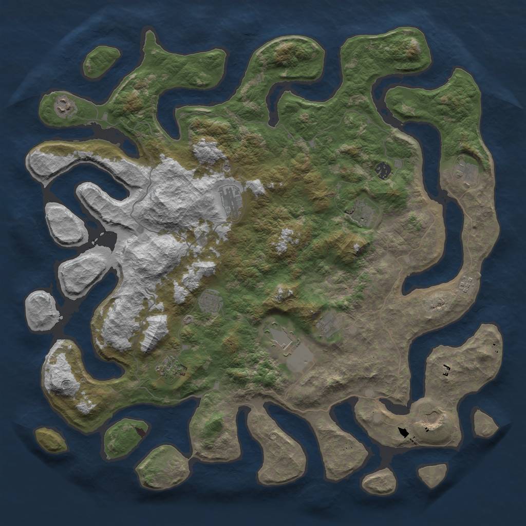 Rust Map: Barren, Size: 5000, Seed: 155, 14 Monuments