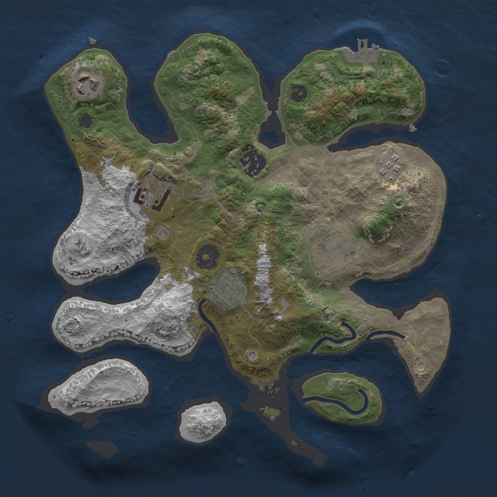 Rust Map: Procedural Map, Size: 3000, Seed: 1167471610, 9 Monuments