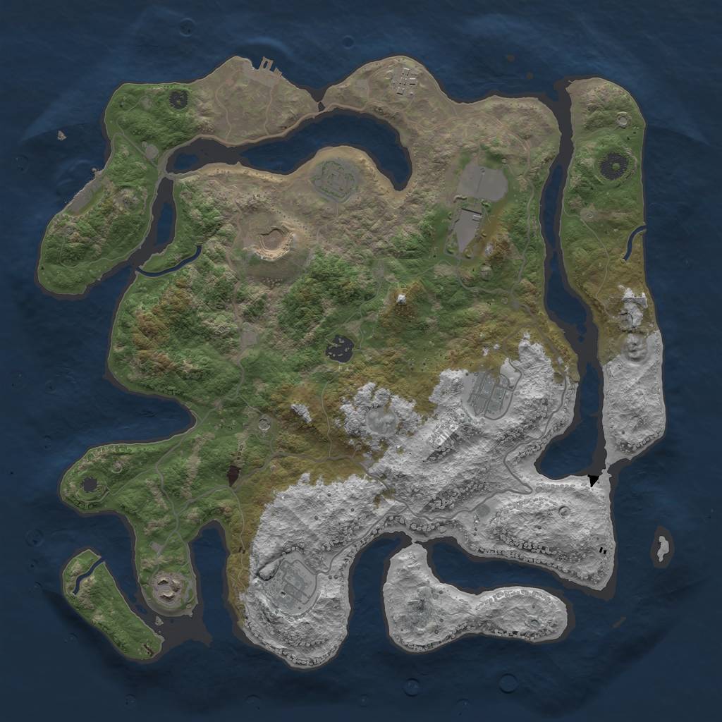 Rust Map: Procedural Map, Size: 4000, Seed: 2739341, 13 Monuments