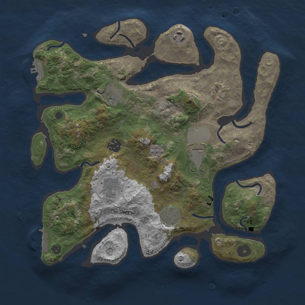 Rust Map: Procedural Map, Size: 3500, Seed: 255309382, 13 Monuments