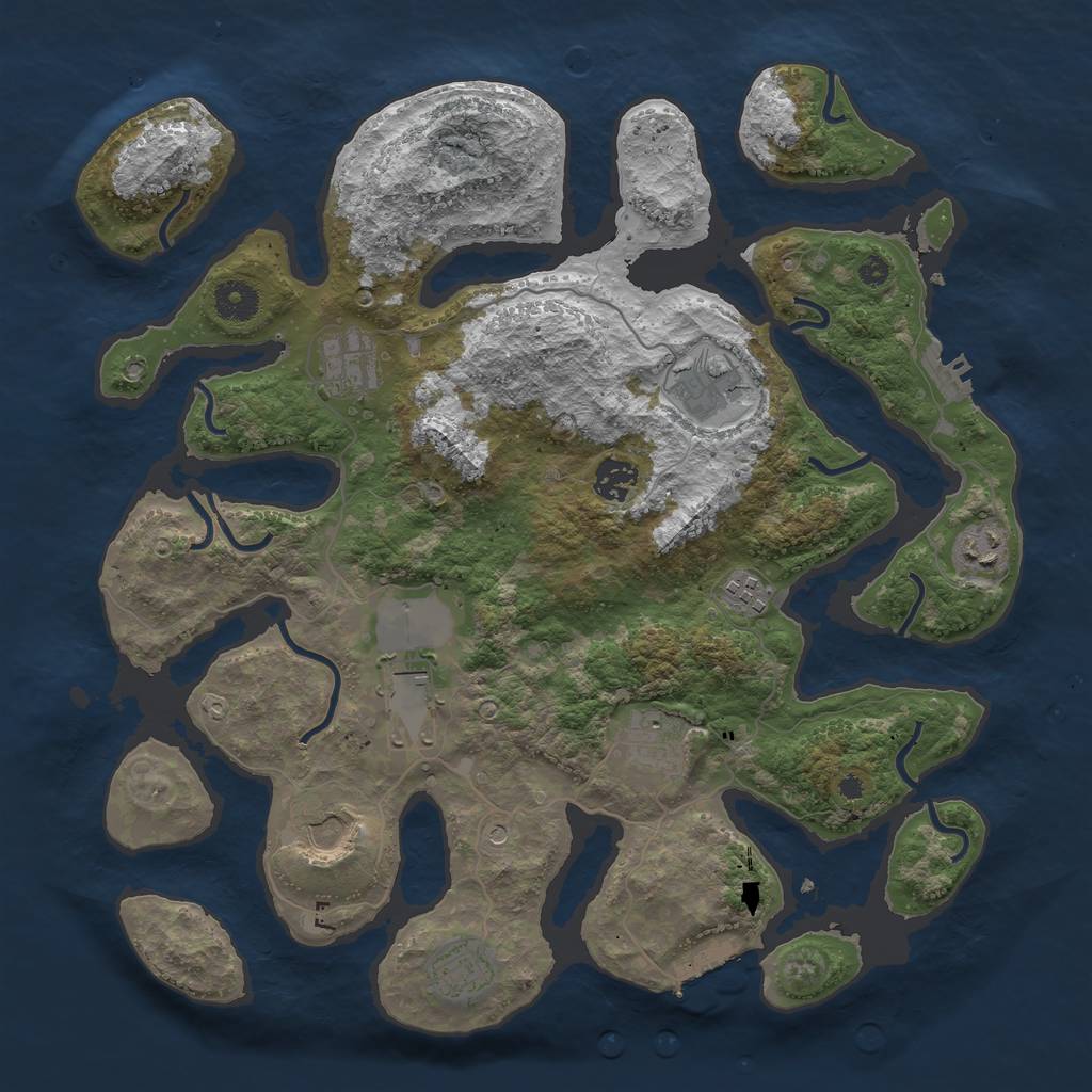 Rust Map: Procedural Map, Size: 3800, Seed: 1607308865, 14 Monuments