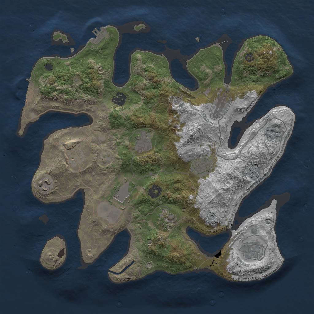Rust Map: Procedural Map, Size: 3500, Seed: 1053365702, 15 Monuments