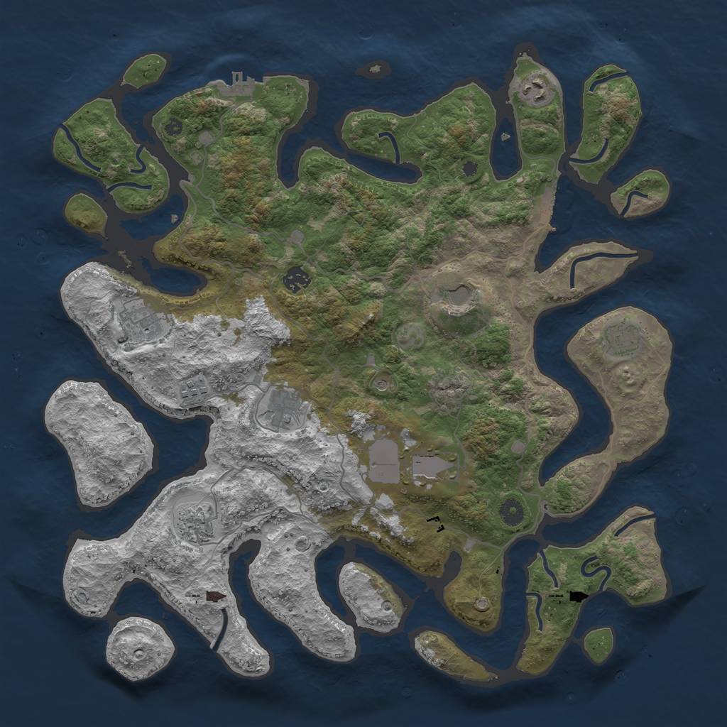 Rust Map: Procedural Map, Size: 4250, Seed: 30035696, 14 Monuments