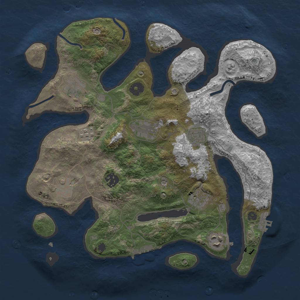 Rust Map: Procedural Map, Size: 3300, Seed: 1957318642, 13 Monuments