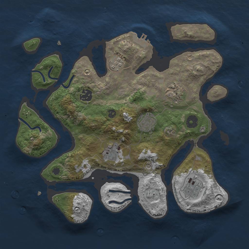 Rust Map: Procedural Map, Size: 3000, Seed: 754132424, 10 Monuments