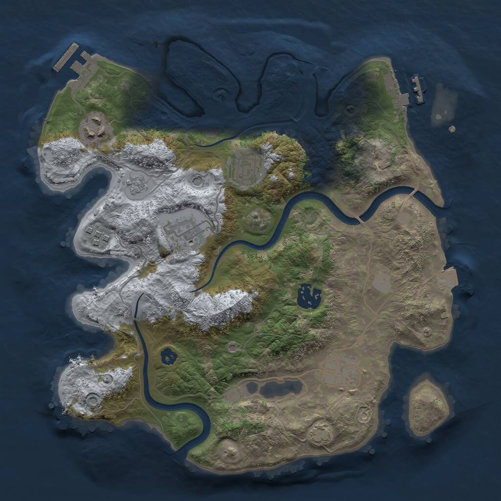 Rust Map: Procedural Map, Size: 3000, Seed: 76435, 12 Monuments