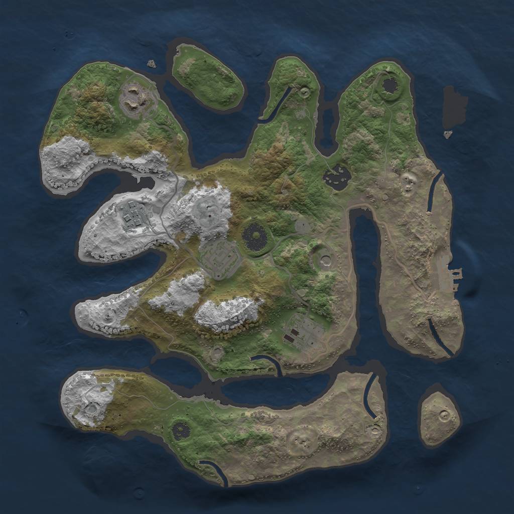 Rust Map: Procedural Map, Size: 3000, Seed: 76435, 9 Monuments